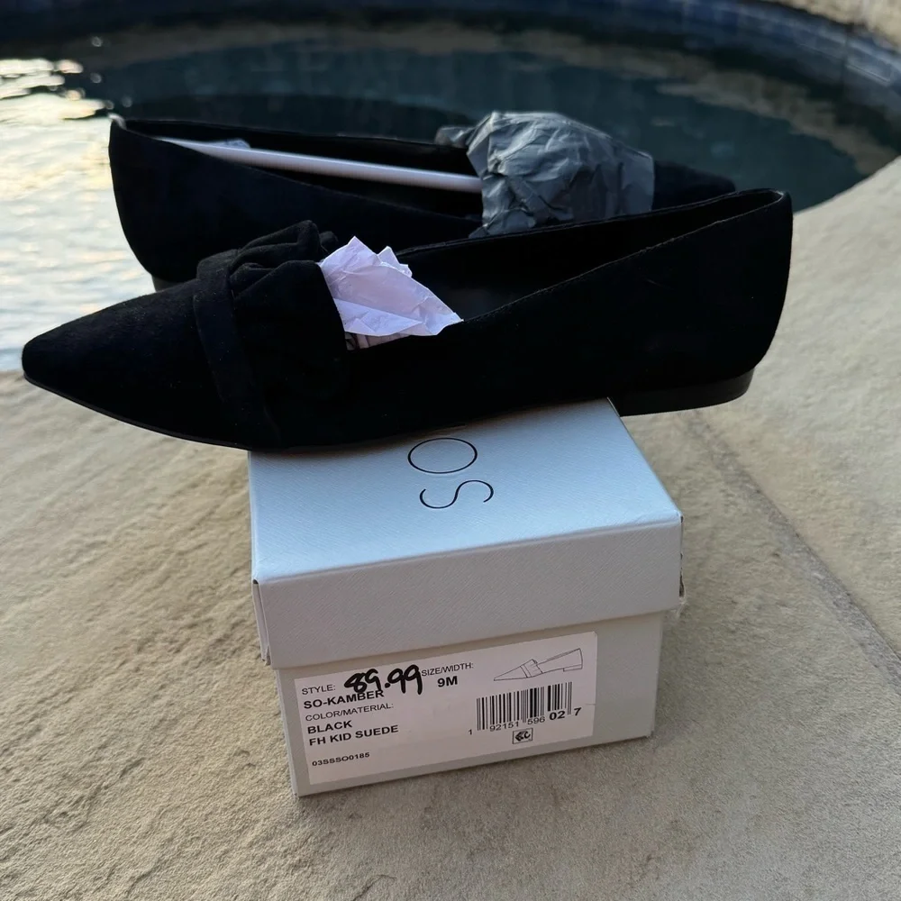 Sole Society SO-Kamber Black Suede Flats with Ruffle Detail size 9